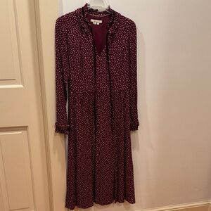 Boden Polka Dot Burgundy Dress